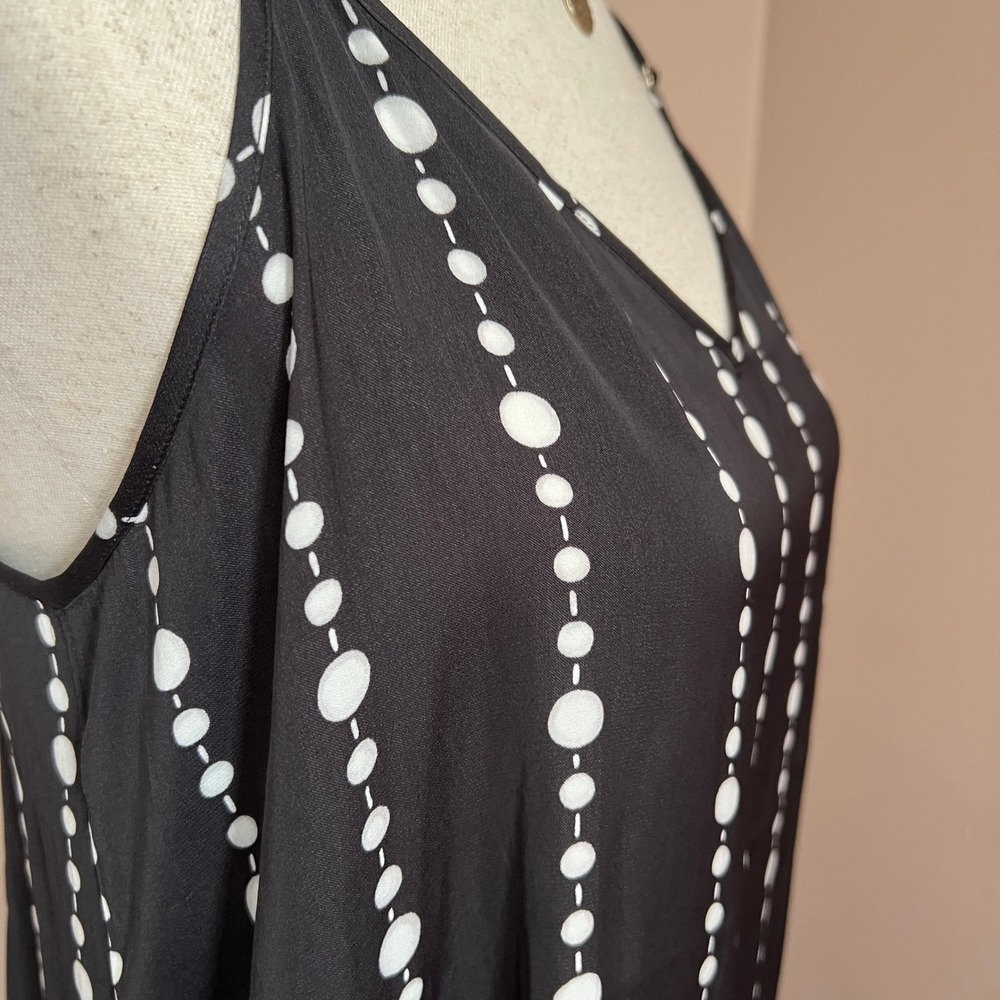 Kate Spade New York Black White Dot Stripe Sleeveless Midi Dress Size M - Picture 5 of 13